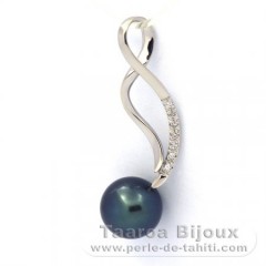 Ciondolo in Argento e 1 Perla di Tahiti Rotonda C+ 9.2 mm