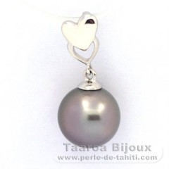 Ciondolo in Argento e 1 Perla di Tahiti Rotonda C 9.4 mm