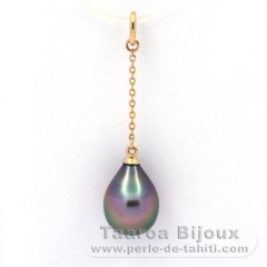 Ciondolo in Oro 18K e 1 Perla di Tahiti Semi-Barocca A 9.6 mm