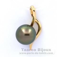 Ciondolo in Oro 18K e 1 Perla di Tahiti Rotonda B 8.8 mm