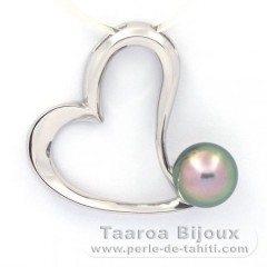 Ciondolo in Argento e 1 Perla di Tahiti Semi-Barocca B 8.9 mm