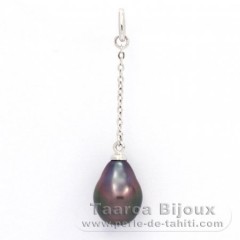 Ciondolo in Argento e 1 Perla di Tahiti Semi-Barocca A 8.5 mm