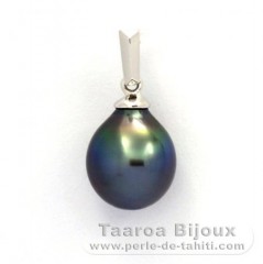 Ciondolo in Oro bianco 18K e 1 Perla di Tahiti Semi-Barocca A 8.8 mm