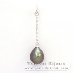 Ciondolo in Argento e 1 Perla di Tahiti Semi-Barocca A 8.9 mm