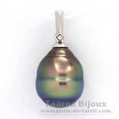 Ciondolo in Argento e 1 Perla di Tahiti Cerchiate B 10 mm