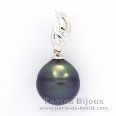 Ciondolo in Argento e 1 Perla di Tahiti Cerchiate C 11.6 mm
