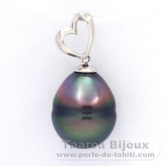 Ciondolo in Argento e 1 Perla di Tahiti Cerchiate B 10 mm