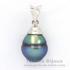 Ciondolo in Argento e 1 Perla di Tahiti Cerchiate B+ 9.4 mm