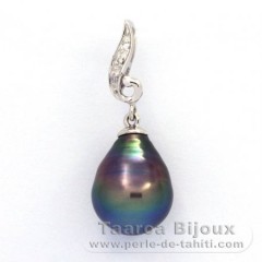 Ciondolo in Argento e 1 Perla di Tahiti Cerchiate A 9.8 mm
