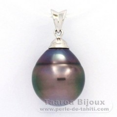 Ciondolo in Argento e 1 Perla di Tahiti Cerchiate C 13.8 mm