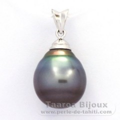 Ciondolo in Argento e 1 Perla di Tahiti Cerchiate C 12.8 mm