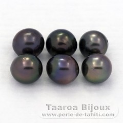 Lotto di 6 Perle di Tahiti Semi-Barroca C/D di 8.1 a 8.4 mm