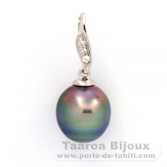 Ciondolo in Argento e 1 Perla di Tahiti Semi-Barocca B 9.3 mm