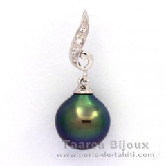 Ciondolo in Argento e 1 Perla di Tahiti Semi-Baroccha B+ 9.4 mm