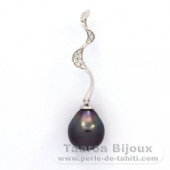 Ciondolo in Argento e 1 Perla di Tahiti Semi-Barocca C 9.3 mm