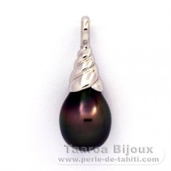 Ciondolo in Argento e 1 Perla di Tahiti Semi-Barocca B 9.8 mm