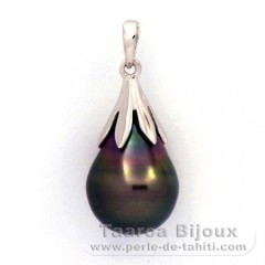 Ciondolo in Argento e 1 Perla di Tahiti Semi-Barocca B 10.2 mm