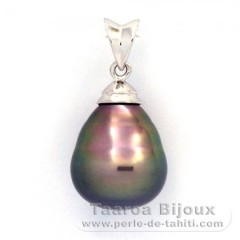 Ciondolo in Argento e 1 Perla di Tahiti Cerchiate B 11.6 mm