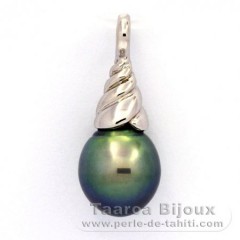 Ciondolo in Argento e 1 Perla di Tahiti Semi-Barocca C 10.1 mm