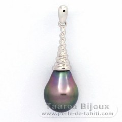Ciondolo in Argento e 1 Perla di Tahiti Semi-Barocca B 9.7 mm