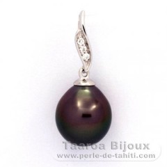 Ciondolo in Argento e 1 Perla di Tahiti Semi-Barocca B 9.4 mm