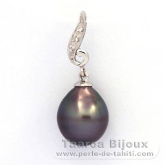 Ciondolo in Argento e 1 Perla di Tahiti Semi-Barocca C 9.7 mm