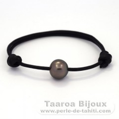 Braccialetto in Cuoio e 1 Perla di Tahiti Semi-Barocca B 11.7 mm