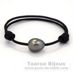 Braccialetto in Cuoio e 1 Perla di Tahiti Semi-Barocca B 11.5 mm