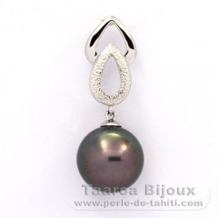 Ciondolo in Argento e 1 Perla di Tahiti Rotonda C 11.6 mm