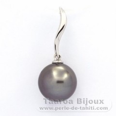 Ciondolo in Argento e 1 Perla di Tahiti Rotonda C 9.8 mm