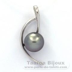 Ciondolo in Argento e 1 Perla di Tahiti Rotonda C 8.3 mm
