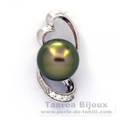 Ciondolo in Argento e 1 Perla di Tahiti Semi-Barocca B+ 9.4 mm