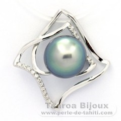 Ciondolo in Argento e 1 Perla di Tahiti Semi-Barocca B 9.6 mm