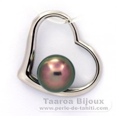 Ciondolo in Argento e 1 Perla di Tahiti Semi-Barocca B 9.1 mm