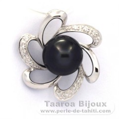Ciondolo in Argento e 1 Perla di Tahiti Semi-Barocca B 9.2 mm