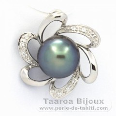 Ciondolo in Argento e 1 Perla di Tahiti Semi-Barocca B 9.7 mm