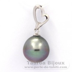 Ciondolo in Argento e 1 Perla di Tahiti Semi-Barocca C 12.2 mm