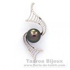 Ciondolo in Argento e 1 Perla di Tahiti Semi-Barocca B 9.7 mm