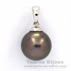 Ciondolo in Argento e 1 Perla di Tahiti Rotonda C 10.6 mm