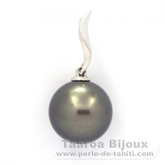 Ciondolo in Argento e 1 Perla di Tahiti Rotonda C 12.3 mm