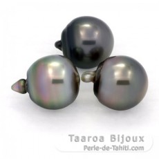 Lotto di 3 Perle di Tahiti Semi-Barroca C di 12 a 12.2 mm