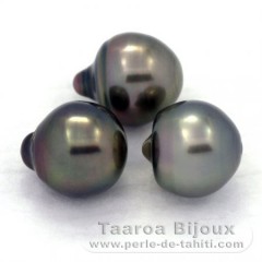 Lotto di 3 Perle di Tahiti Semi-Barocche B 10.2 mm