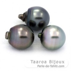 Lotto di 3 Perle di Tahiti Cerchiate C 12.2 mm