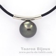 Ciondolo in Argento e 1 Perla di Tahiti Rotonda C 11.9 mm