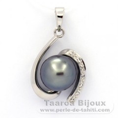 Ciondolo in Argento e 1 Perla di Tahiti Semi-Barocca C 9.6 mm
