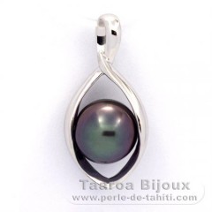Ciondolo in Argento e 1 Perla di Tahiti Semi-Barocca B 9 mm