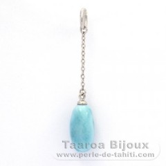 Ciondolo in Argento e 1 Larimar - 13 x 7 mm - 1.07 gr