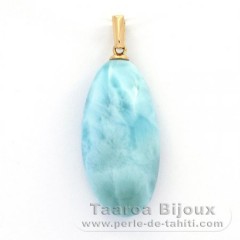 Ciondolo in Oro 18K e 1 Larimar - 25.5 x 13 x 7.5 mm - 3.97 gr