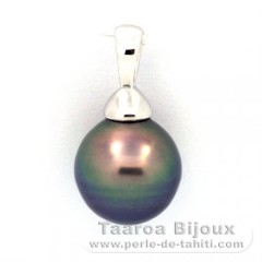Ciondolo in Argento e 1 Perla di Tahiti Cerchiate C 9.6 mm