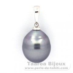 Ciondolo in Argento e 1 Perla di Tahiti Cerchiate B 11.3 mm